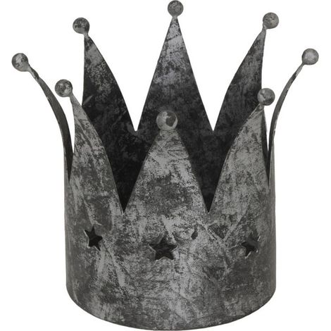 Antique Crown Candle Holder - Metal - L10 x W10 x H10 cm - Silver