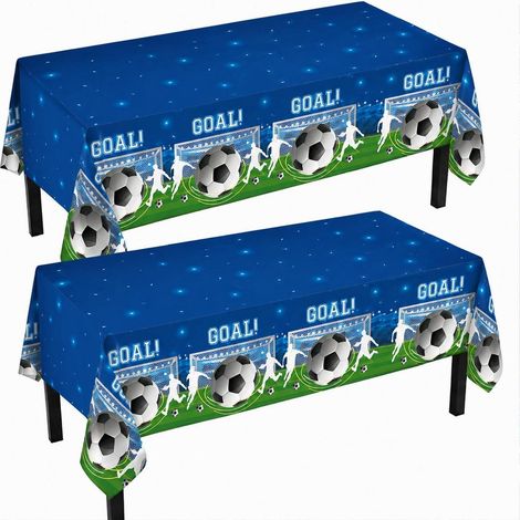 2er-Pack Fußball Tischdecke Blau 137x274cm, abwischbar, für WM Party