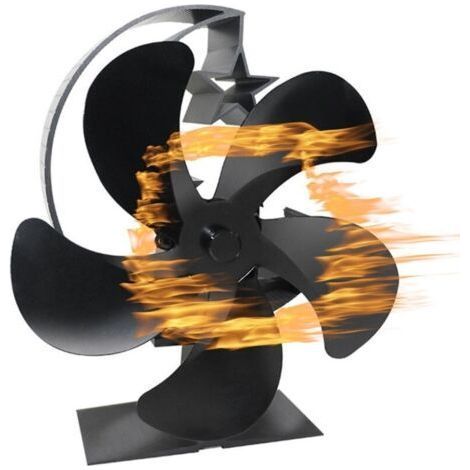 Ventilateur de poêle à bois à 5 lames, flux d'air horizontal poussé, ventilateur de poêle à bois alimenté par la chaleur pour poêles à bois/bûche/gaz/granules/bûches (1/5)