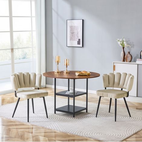 Esstisch Set rund 107 cm mit 2 Stühlen und Ablage OKMYHOME (1/5)
