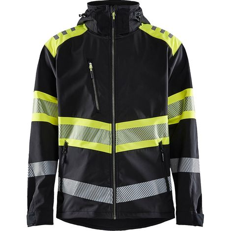 Veste de travail softshell haute visibilité 4494 - Noir/Jaune fluo XS
