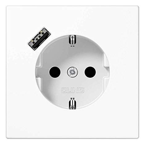 JUNG LS1520-18AWW SCHUKO STECKDOSE MIT USB-LADEGERÄT, SERIE LS, ALPINWEIß