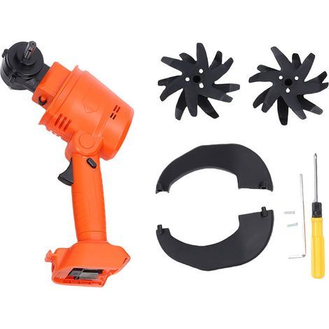 Cordless tiller compatible with BL1840 battery, 235 rpm, 4 rows of tines, 10 cm working width, portable, ideal for gardens, lawns, greenhouses, and landscaping. (1/5)