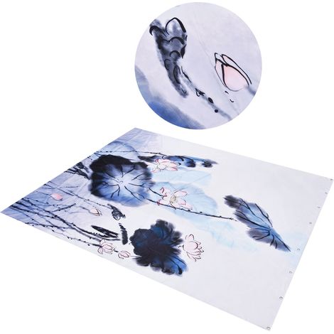 Rideau de douche imperméable imprimé fleurs occultant avec crochets pour salle de bain chambre salon bureau 180x180cm (1/5)
