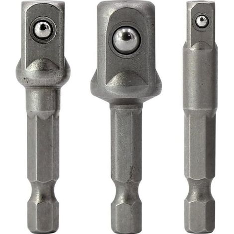 3 Piece Adaptateur écrou hexagonal bouchon adaptateur tournevis Douille d'écrou de douille de prise d'adapteur 1/4",/1/2",/3/8" (1/5)