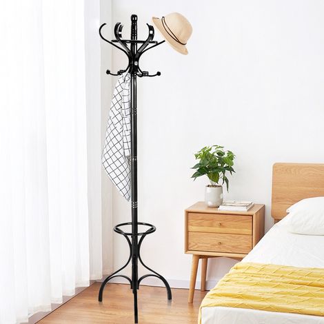 COSTWAY Perchero de Pie con 12 Ganchos para Colgar Ropa Perchero de Madera 182 cm para Pasillo Dormitorio Oficina (1/2)