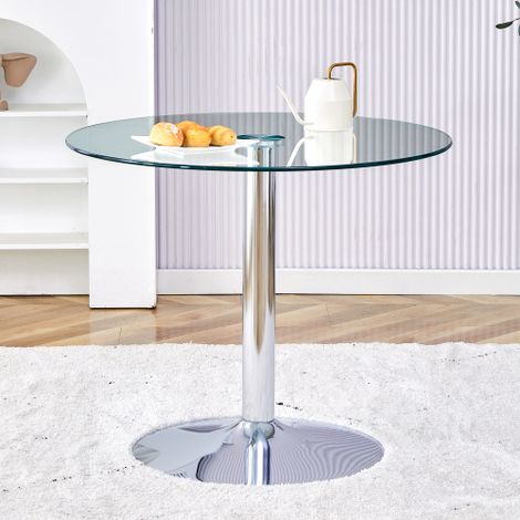 Moderner minimalistischer Glasbalkentisch: Mit einem Durchmesser von 85 cm und einer Höhe von 76 cm ist er die Wahl für eine leichte Luxusstruktur.
