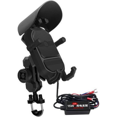 BUNTHAUS Support de téléphone pour moto 15 W, charge rapide sans fil, absorption des chocs, réglable, pour Ninja 250 300 400 650