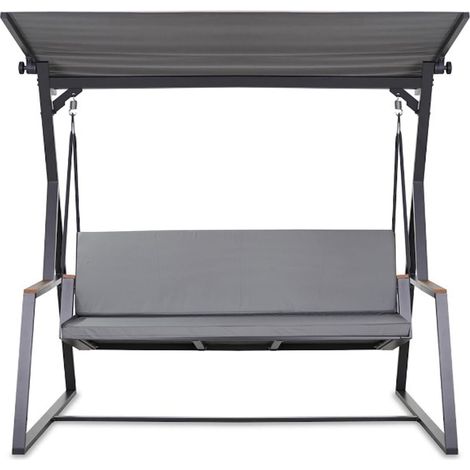 Coussin pour balançoire de jardin Gris 100x60x50 cm avec housse amovible, coussin pour balancelle 2 places (1/5)