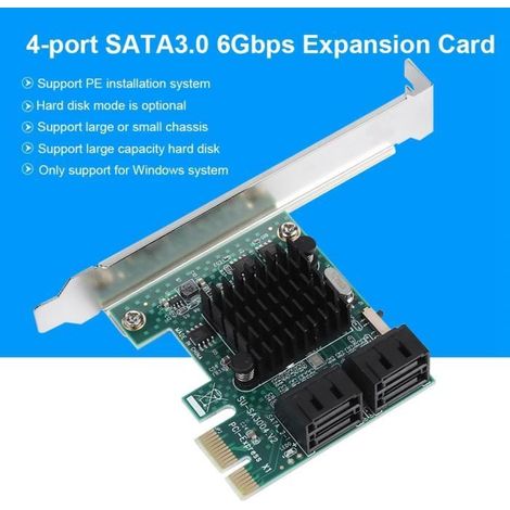 Carte d\'extension SATA 3.0, adaptateur de carte contrôleur PCIE vers SATA 3.0 à 4 ports 6G-CWU-Ywey (1/5)