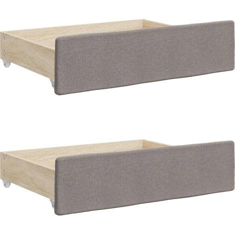 Tiroirs de lit 2 pcs taupe bois d'ingénierie et tissu (1/5)