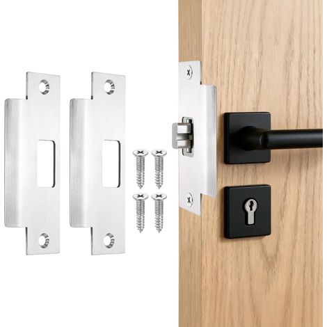 2pcs Gâche de Porte pour Serrure à Pêne Dormant 123x48mm Argenté (1/5)
