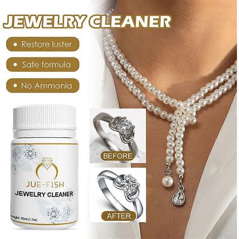 Nettoyant pour bijoux, solution de nettoyage liquide pour l'entretien des bijoux en argent et or, boucles d'oreilles et bagues. (1/4)
