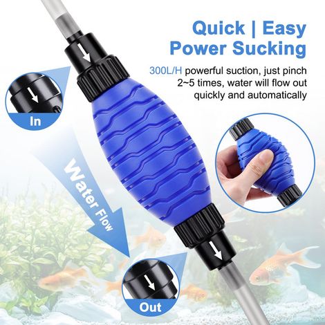 Aspirateur de Gravier pour Aquarium Nettoyeur de Sable Siphon Manuel de Vidange d'Eau Pompe de Transfert d'Eau avec Tuyau Souple pour Nettoyage de Fish Tank Accessoires d'Aquariophilie