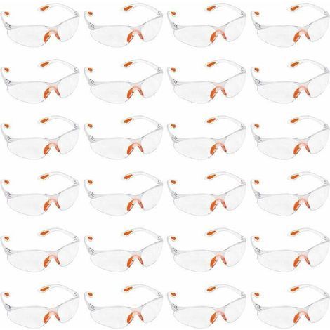 Pack of 24 Clear Safety Glasses - Protective Eyewear with Plastic Lenses, Rubber Nose Bridge and Temple Tips for Added Comfort - Clear Glasses P (1/5)