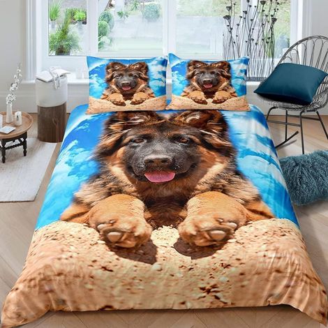 Parure de lit Berger Allemand 155x220cm 3 pièces Microfibre