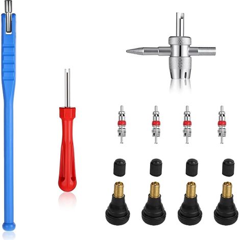 7 Pcs Demonte Valve Pneu Outil Remover,Kit Complet pour Valves Tubeless et Noyaux de Valve, Accessoires Pratiques pour Montage et Entretien (1/5)