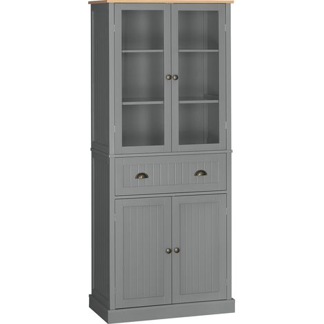 HOMCOM Tall Kitchen Cupboard, 5-tier Storage Cabinet with Adjustable Shelves
