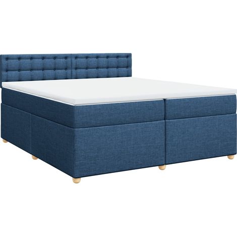 Maison Exclusive - Cama box spring con colchón tela azul 200x200 (1/5)