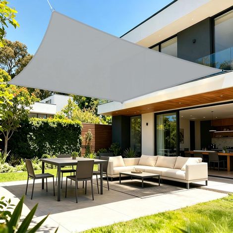 Voile d'ombrage Rectangulaire 2x3m,avec 95% UV pour Extérieur Imperméable à l'eau,PES Toile d'ombrage,Protection Solaire et Coupe-Vent,Idéale pour Jardin,Terrasse et Balcon.Gris (1/5)