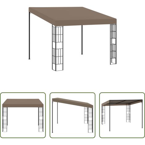 vidaXL Protection solaire - Belvédère mural 3x3 m Taupe Tissu (1/5)