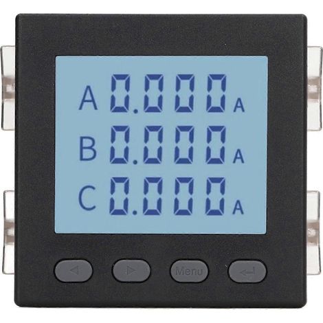 Ampèremètre triphasé, boîtier ignifugé, bouton en silicone, 0–5 A, 220 V CA, noir