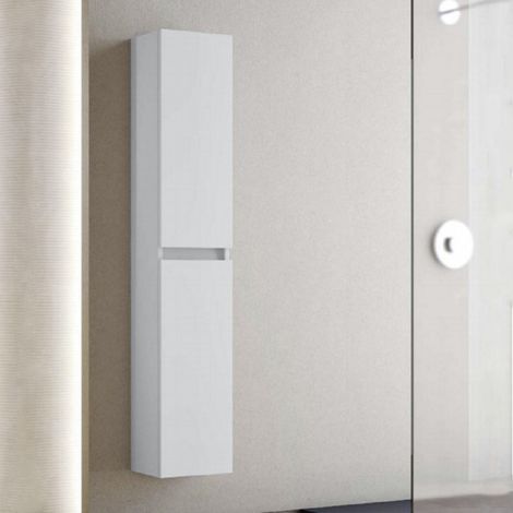 Colonna sospesa in legno a due ante H160 cm CUBE Bianco Opaco (1/3)