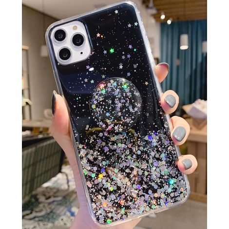 Diese glänzende iPhone 11 Pro Max Hülle für Damen besticht durch ein glitzerndes Sternenmuster, ein schlankes Design mit präzisen Aussparungen und ist langlebig, rutschfest und griffig. (1/2)