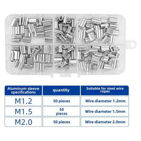 Set 150 pièces aluminium forme 8 Trois spécifications Pince coupante et sertissante Pour câble métallique et pêche en mer Crochet ancre inclus (1/5)