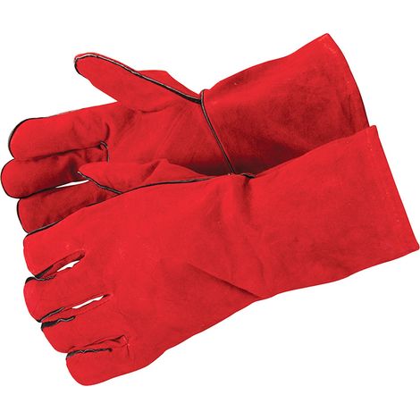 Dapetz ® Welders Gauntlets Welding Gauntlets Gloves 14" Heat Resistant Safety Used For Welding, Fireplace, Oven, Woodburner, Stoves, BBQ Long Red 350mm (1/5)