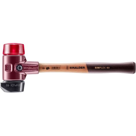 HALDER SIMPLEX Schonhammer Ø 60 mm Gummi / Plastik rot mit Standfuß und Termpergussgehäuse (1/5)