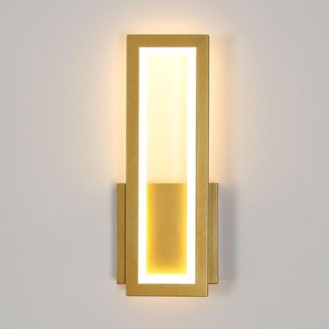 Moderne 27-W-LED-Wandleuchte, goldfarbenes Acrylgehäuse, warmweißes Licht (3000 K) für Wohnzimmer, Flur und Treppenhaus, 32 cm (1/5)