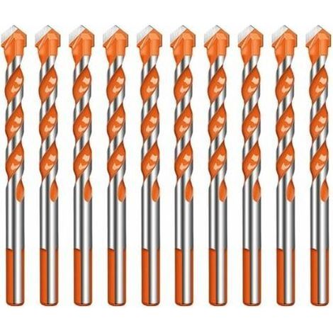 Lot de 10 Ultimate Drill bits Twist Drill Head Wall Ceramic Glass Punching Hole Working Set 6mm (1/5)