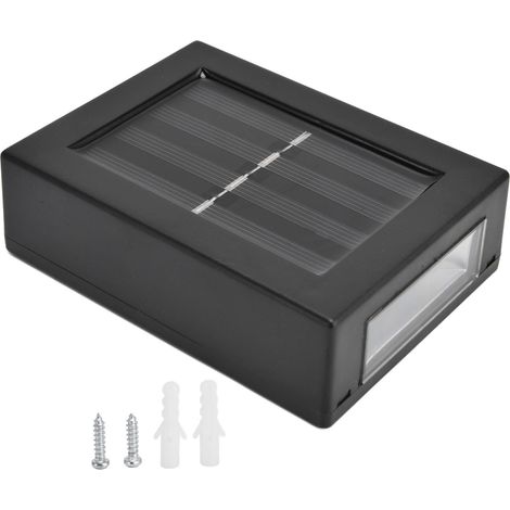 Lot de 2 lampes murales solaires LED étanches, éclairage décoratif extérieur à détecteur de mouvement (haut/bas) pour jardin, porche ou cour, lumière blanche (1/5)