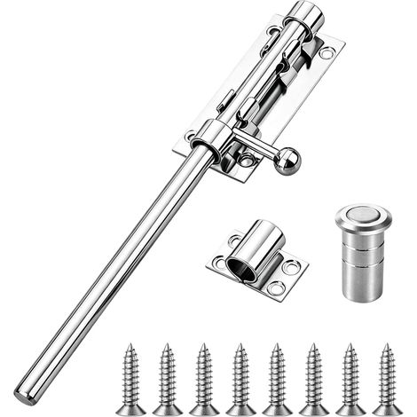 Verrou coulissant de portail en acier inoxydable 304 - Loquet de porte avec 8 vis - Verrou de porte épais pour maison, cour, jardin, clôture, porte de grange (1/5)