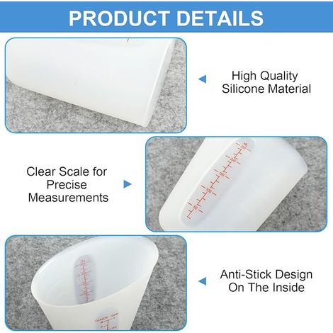 Mesurer Silicone Mélangeurs Silicone Entonnoir Gobelet Doseur Résine Époxy Gradué Tasses Mesure Silicone Moules Coulée Laboratoire (1/4)