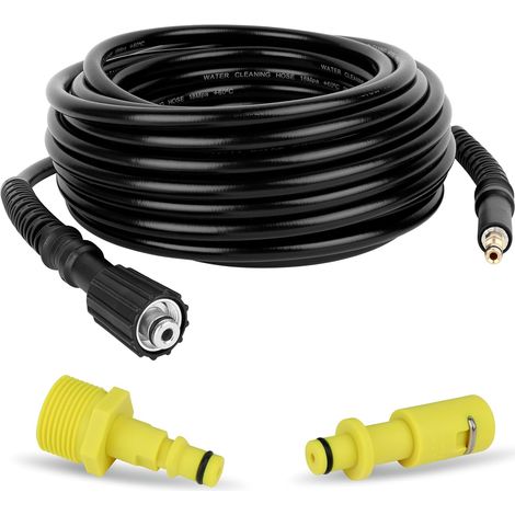 Tuyau de rechange pour nettoyeur haute pression Kärcher K Series Kärcher K2, K3, K4, K5, K7, K2, ancien modèle, prise de type clic M22 (14 mm), rallonge de tuyau de nettoyage à l'eau 15 m (1/5)