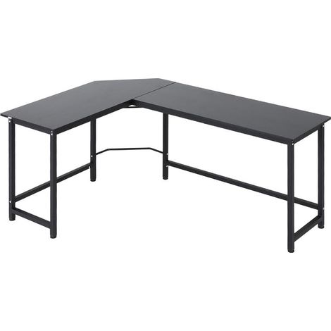 Bureau d'angle en L 168x120x75 cm pour PC, finition métal blanc et noir, espace travail optimisé tendance moderne (1/5)