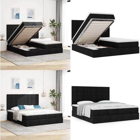 vidaXL Ottoman-Bett mit Matratzen Schwarz 180x200 cm Stoff (1/5)