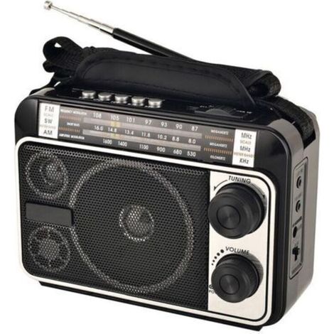Radio à transistors AM/FM/SW1/SW2 avec réception optimale, haut-parleur puissant – Alimentation secteur ou piles (1/4)