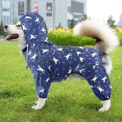Raincoat for Dogs with Hood and Collar Hole, Rain Poncho for Dogs Reflective Hoodies for Small and Large Dogs (1/5)