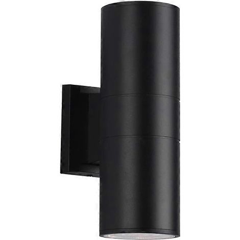 Applique murale cylindrique extérieure moderne étanche à LED, en aluminium noir mat, avec éclairage indirect et direct. (1/5)
