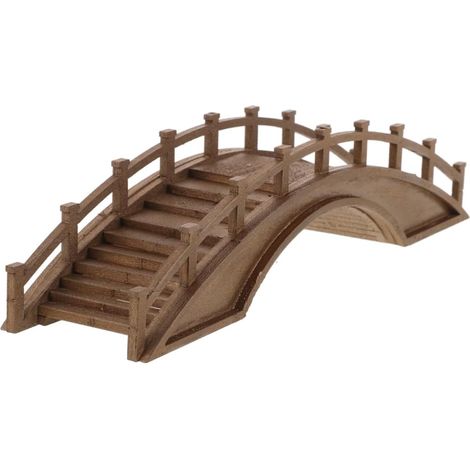 Small Miniature Wooden Bridge Arch Model for Japanese Garden Micro Landscape Home Accessory Coffee 7.87 x 1.97 x 1.97 Inches (1/5)