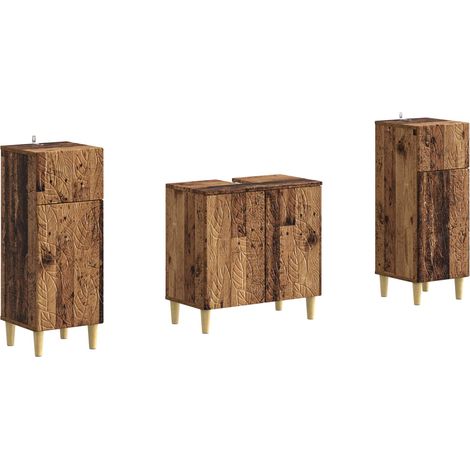 Juego de gabinete de baño de 2 piezas DELFT Madera envejecida vidaXL (1/5)