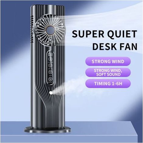 Rafraîchisseur D'air - Climatiseur Portable 3 En 1 - Ventilateur Bureau 6 Vitesses - Minuterie 6 Heures - Pour Chambre Bureau Camping - Noir (1/2)