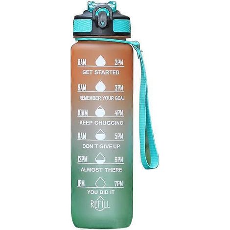 Gobelet isotherme portable de 1000 ml, étanche, en plastique sans BPA, refermable, idéal pour le sport, l'escalade et le camping, avec indicateur de temps.