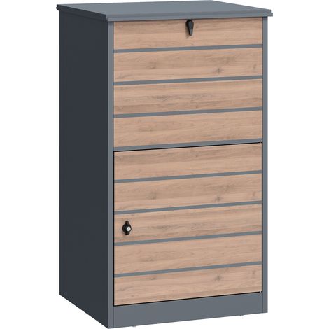 Zelsius Paketbox, Walnuss, Anthrazit RAL 7016, pulverbeschichteter Stahl, mit Rückholsperre (1/5)