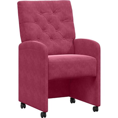 Sillas de Comedor con Ruedas 2 pcs Rojo vino tinto Terciopelo vidaXL