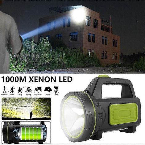 Lampe torche LED ultra-puissante rechargeable par USB, 135 000 lumens, 6 000 mAh, avec éclairage latéral, étanche, idéale pour les situations d'urgence en randonnée ou en camping. (1/3)