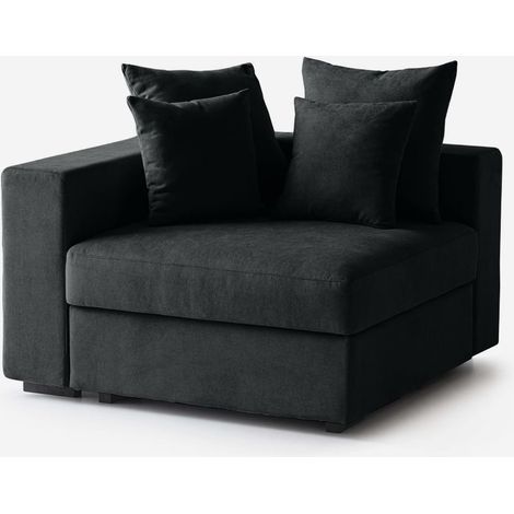 Fauteuil modulaire déhoussable avec coussins et accoudoir Cortina O SX - Noir (1/4)